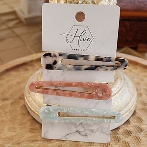 Three NWOT Hair Clips with Stay Put Grip Teeth